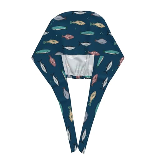 Image of Working Cap Scrub Cap with Sweatband Adjustable Unisex Women Tie Back Hat Nurse Surgical Caps