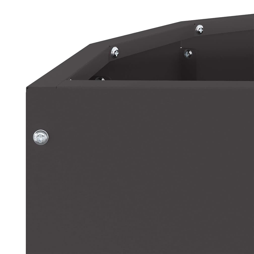 Pflanzkübel Schwarz 60 x 30 x 35 cm, Halbrunder Gartenpflanzer aus Stahl für Außenbereich, Modernes Metall Pflanzgefäß für Garten, Terrasse und Balkon, Stabiles Blumenbeet