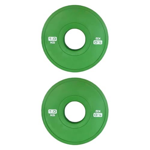 Ysyqkn 2 Discos de Pesas para Barra de 5 Cm, Multifuncionales, para Gimnasio en Casa, 1 Kg, Color Verde, 1 Kg Verde