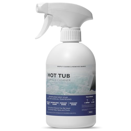 Qoddxx Cleaner for Hot Tub - Hot Tub Cleaner for Inside Surface & Shell - for Standard and Inflatable Spas - Removes Dirt and Grime for a Sparkling Shine - 300ML