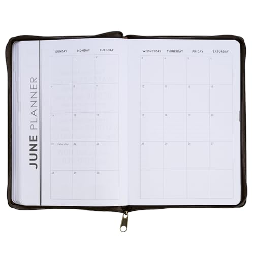 Christian Art Gifts 2026 12 Month Premium Vegan Leather Executive Daily Planner for Men & Women: Trust in the Lord Encouraging Scripture, Monthly Planning, Budgeting, Time Blocks, Zippered, Brown - Thumbnail 3