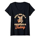 Photo Gallery donna design chill with chinchilla per gli amanti degli animali maglietta con collo a v Photo Gallery donna design chill with chinchilla per gli amanti degli animali maglietta con collo a v