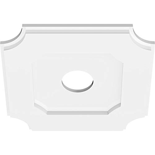 Image of Ekena Millwork CMP14LE-03000 Locke Architectural Grade PVC Contemporary Urethane Ceiling Medallions 14 inchOD x 3 inchID x 8 1 /4 inchC x 1 inchP