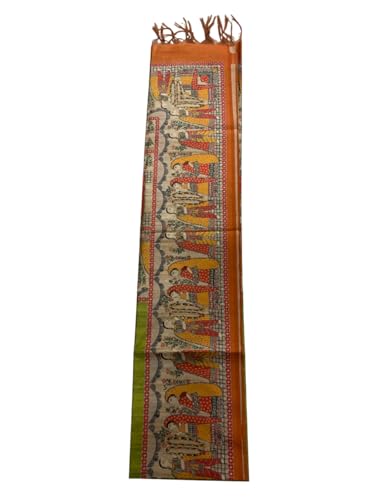 Image of Sanavi's Saree Kuthir Pure Handloom Tussar Ghicha Madhubani Printed Silk Saree with Blouse Piece inside