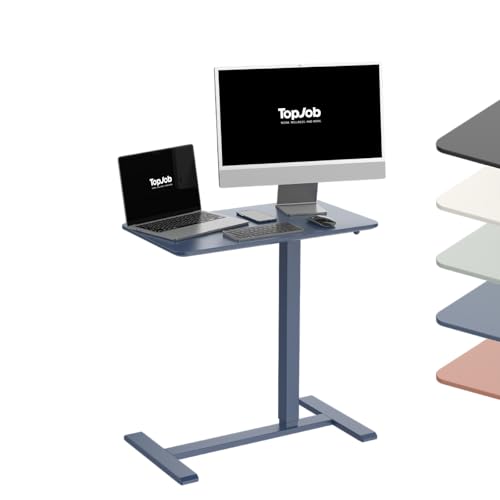 TopJob ANYDESK NEST Mobile Standing Desk, Portable with Hidden Wheels Non Folding, Sit Stand Desk, Computer Workstations, Home Use, Couch Side Table, Bedside Table, Kitchen Prep Table (Indigo)
