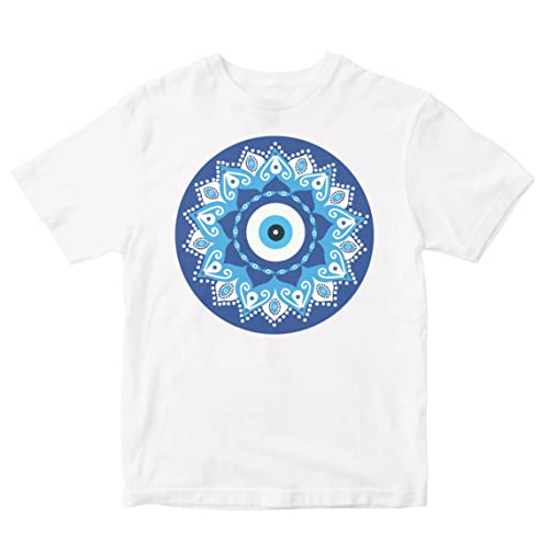 Image of Kids T-Shirt Evil Eye Mandala 100% Cotton Boy's Girl's Regular Fit Unisex T-Shirt