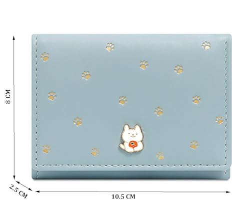 Image of INOVERA (LABEL) Cute Small Wallet for Womens & Girls - Stylish Faux Leather Tri-Fold Cash, Card Holder Hand Purse (Light Blue)