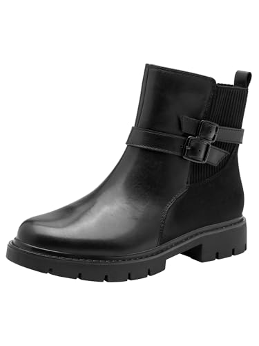 TAMARIS dam comfort boot platt halvlång stövel, svart, 38 EU, svart, 38 EU