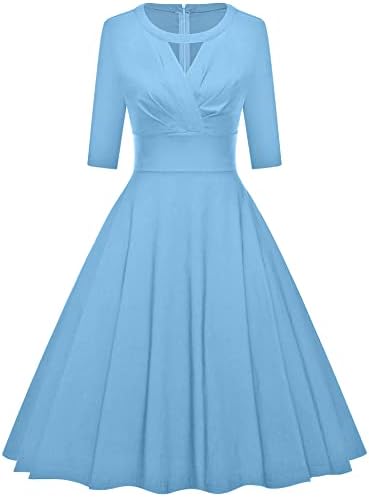 فستان سوينغ للحفلات مرن بقصة واسعة بكسرات بتصميم كلاسيكي مستوحى من الخمسينيات للنساء من جاون تاون