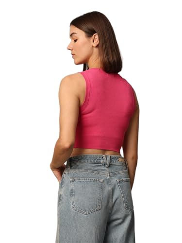 Image of ONLY Women's Rayon Blend Slim Fit Casual Crop Tank Top
