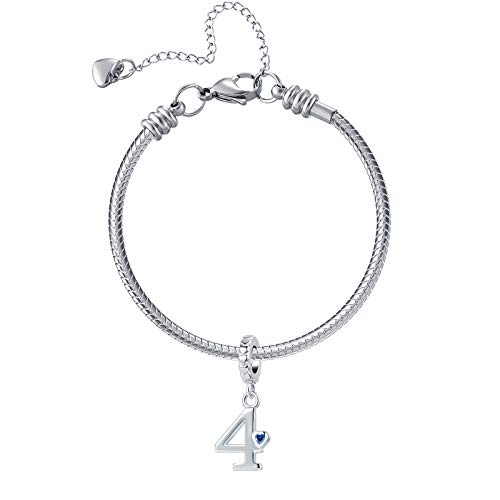 Lucky Number 1 2 3 4 5 6 7 8 9 Charm Initial Heart CZ Dangle Bead for Pandora Charm Bracelet4