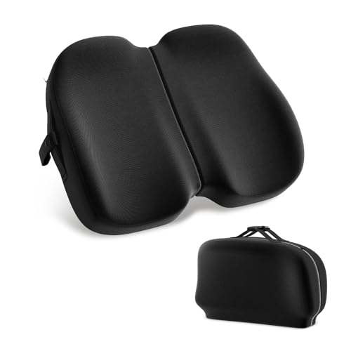 A-Pce Foldable Travel Seat Cushion-with Built-in HandlesMemory Foam Cushions for Relief of Lower Back Sciatic Butt and Tailbone Pain-for Home & Office Use Perfect for Travel or Driving-Black