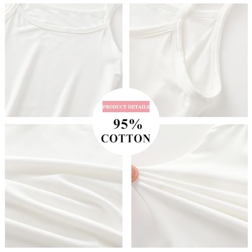 5 Pack Kids Girls Classic Solid Camisole Undershirts for Girls Breathable Cotton Soft Tank Tops (2-10Years)2