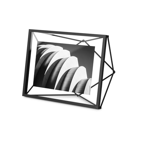 Umbra Prisma 10x15 cm Bilderrahmen - Wand- und Tisch Fotorahmen für Bilder, Kunstdrucke, Illustrationen und Mehr, Metall, Schwarz
