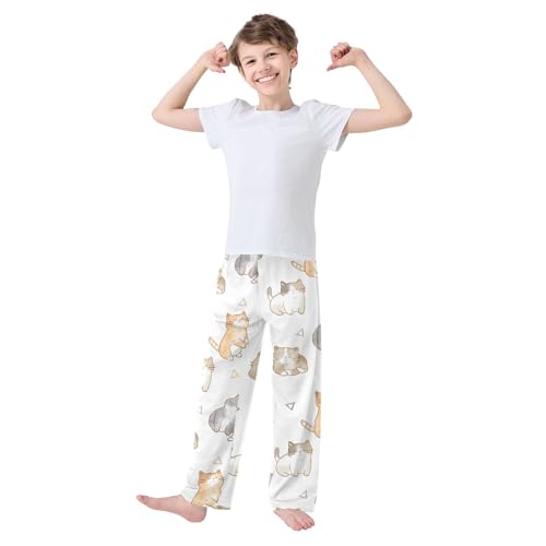 Boys' Pants Cartoon Cat Long Bottoms Jogger Pants Elastic Waist Trousers with Pockets S-XL2