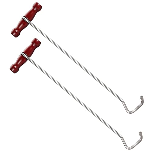 SiliFine 2 Pcs Cowboy Boot Hooks Long Shoes Pulls Stainless Steel Boot Puller with Long Handles for Men Women(10 Inch)