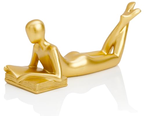 Reading Women Figurine - Gold Decor, Elegant Addition to Any Nook...