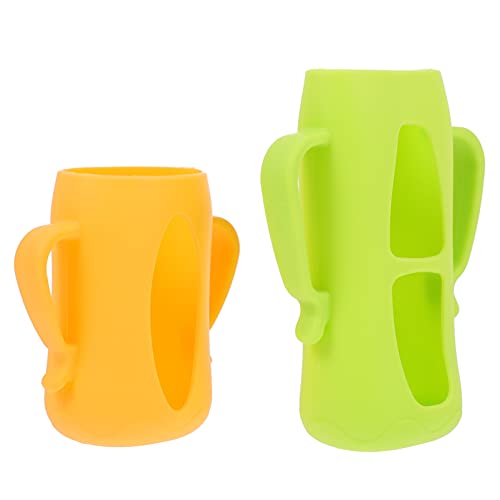 HEMOTON 2 Piezas Funda de Silicona de Vidrio para Biberón Cubierta Antideslizante de Silicona para Biberones Funda Protectora
