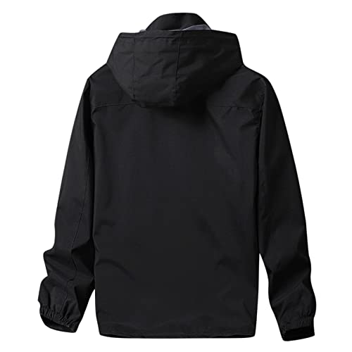 Mens Bomber Jacket Lightweight Breathable Rainproof Windbreaker Hooded Coat - image 3