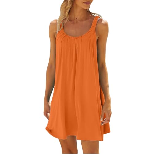 Surttan Strandkleider Damen Sommer Kurz Sommerkleid Bikini Cover Up Strandkleid Strand Kleider Casual Ärmellos Tshirt Kleid Minikleid