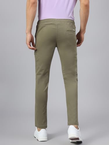Image of Hubberholme Men's Tapered Fit Cotton Trousers, Ankle Length Elastic & Drawstring Waist Chinos