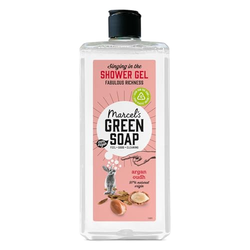 Marcels Green Soap - Duschgel Argan & Oudh - Mikroplastikfreie Formel - Vegan - 100% recycelte Plastikflasche - Nachfüllbar - 300 ml