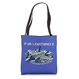 Blue Camo F 35 Lightning Stealth Multirole Fighter Jet Tote Bag