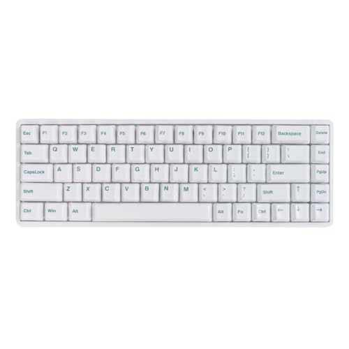 Image of Ceramic Keycap Set for 61 /67 /68 ANSI Keyboards 96 Keys (White with Cyan) | Mechanical Keyboards Alumina Ceramic, Scratch-Resistant, Gloss Finish, TKL Layout, Comfortable Typing