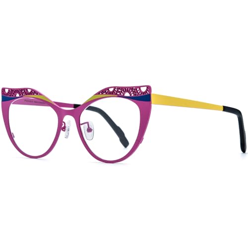 Image of FONEX Colorful Pure Titanium Glasses Frame Women Retro Round Eyeglasses