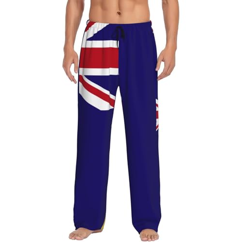 Uruguay Flag Men's fully printed casual pants with elastic waistband pockets, suitable for home and sleep