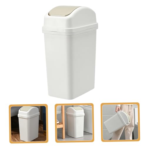 Caneca de basura blanca rectangular 6 L con tapa abatible miniatura 5