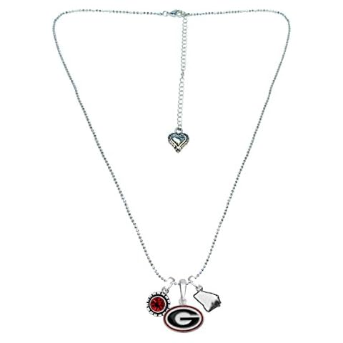Sports Accessory Store Georgia Bulldogs Home Sweet Home Silver Crystal Necklace Jewelry Gift UGA Cover