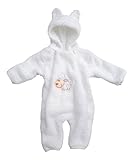aus kuscheligem Teddystoff deine-Brautmode Overall Babyoverall Wagenanzug Kleinkind Strampler Babyjacke Babyanzug, weiß 80