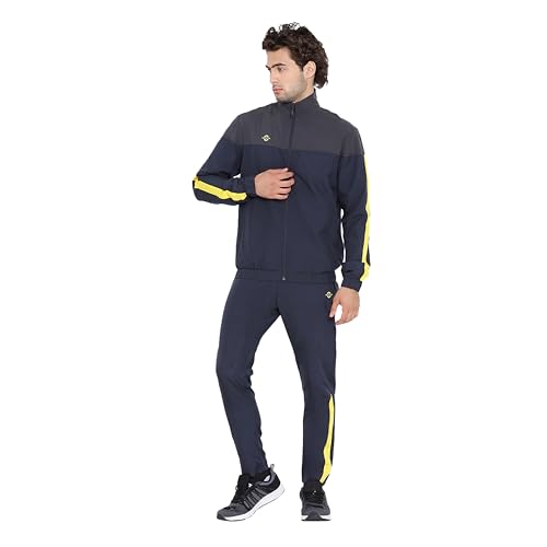 Image of Nivia Carboxy - 2 Track Suit /Sportswear Regular Fit Track Suits /Athletic Gym Running Jogging Suit Set (Black /Dark Grey /White, L)