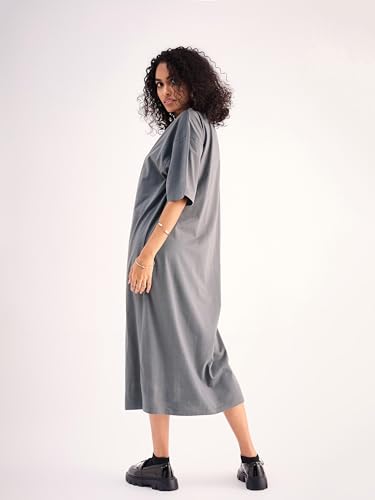 Image of SASSAFRAS Women Grey Oversized T-Shirt Dress -XS
