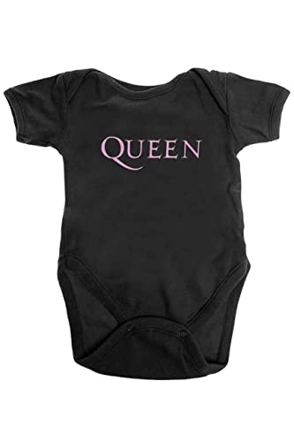 Queen Baby Grow Pink Band Logo Official Black 0 To 24 Months Size Large (9-12 months)