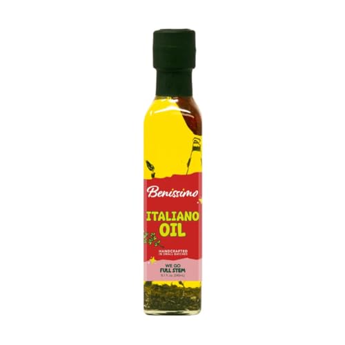 Benissimo Italiano Herb Infused Oil, All Natural Gourmet Cooking Oil with Classic Italian Herbs, Ideal for Dipping, Roasting, Sautéing, and Drizzling, 8.1 fl oz