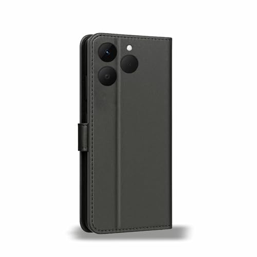 Image of AIBEX Shock Proof Flip Compatible for Realme 15T 5G Flip Cover Leather Finish | Inside TPU with Card Pockets | Wallet Stand | Complete Protection Flip Case- Black