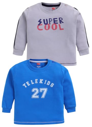 Image of LuvLap Baby Boys Regular Fit 100% Cotton Full Sleeves Boys T-Shirt Set Pack of 2