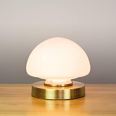 Anika 62509 Opal Dome Table Lamp with Touch Activated Base / Brass Effect / 3 Brightness Settings / Mains Powered / 18 x 16cm Cover