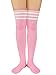 Azue Women Thigh High Socks - Athletic Stripes Over Knee High Socks - 1 Pack Pink White