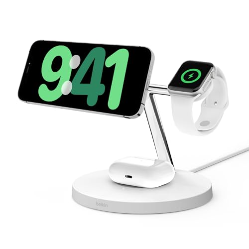 Recharge rapide 15 W assurée avec la station 3-en-1 Qi2 Belkin BoostCharge Pro pour AirPods