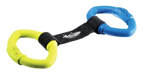 Nerf Dog Hundespielzeug 2 Ring Strap Tug, 2 Ring Ziehspielzeug für Hunde, mehrfarbig