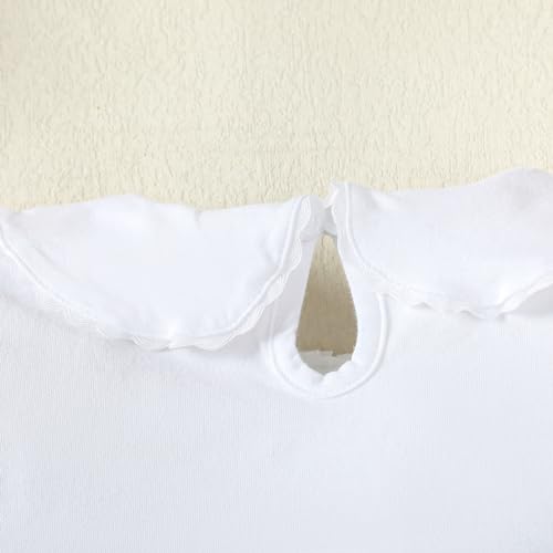 Image of 12M-14Y Toddler Baby Girls Peter Pan Collar Blouse Kids Girl Solid Color Puff Sleeve T-Shirts Casual Tee Tops
