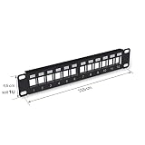 WAYTEX 37490 10 cali pusty panel krosowy 12 portów do montażu podstaw Rj45 Niewyposażony moduł panelu krosowego czarny
