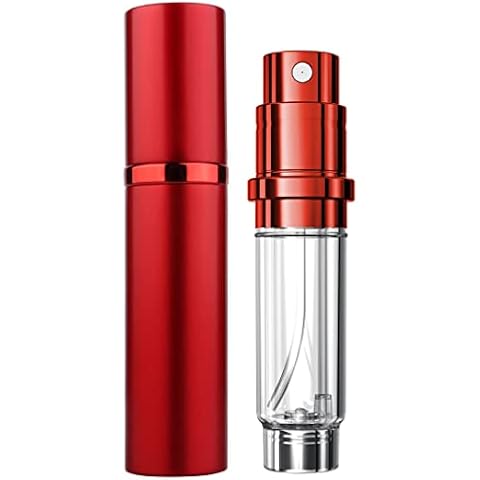 Travelofo Perfume Atomiser, Travel Perfume Bottle, Refillable Atomiser Spray Bottle, Leak Proof & Bottom Pump to Fill in Seconds, Luxurious Gift for women and men, 5ml - Red Cover