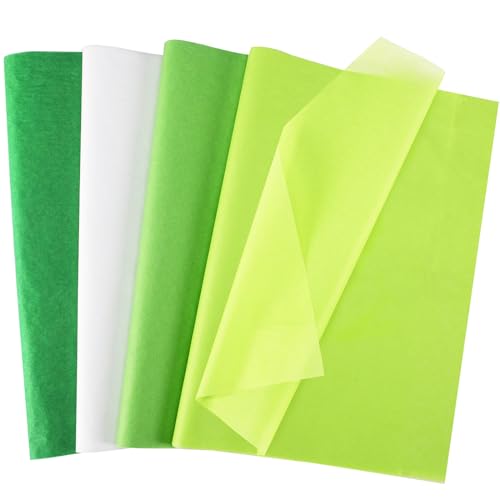 Sannix 100 Sheets Green White Tissue Paper Bulk Spring Party Decoration Diy Crafts Gift Packing 19.7X13.8 Inch (4 Colors)