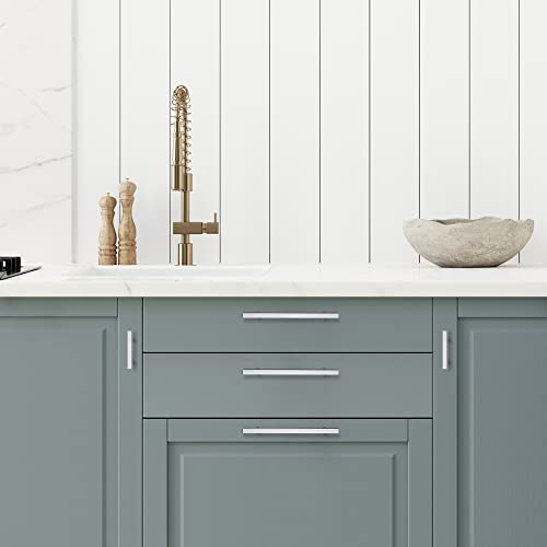 Image of Ravinte 20 Pack 6-1 /4 Inch Cabinet Pulls Brushed Nickel Sqaure Kitchen Cabinet Handles Silver Cabinet Hardware Stainless Steel Drawer Pulls 8-4 /5 Inch Overall Length with Mounting Template