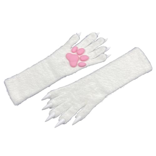 Gants en fourrure de vison style pattes de chat cosplay