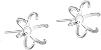 2 Pairs 925 Sterling Silver 6 Claws Earring Blank Stud Post Earwires Finding Earring Mounting fit 10-14mm Stone for DIY Jewelry Craft Making